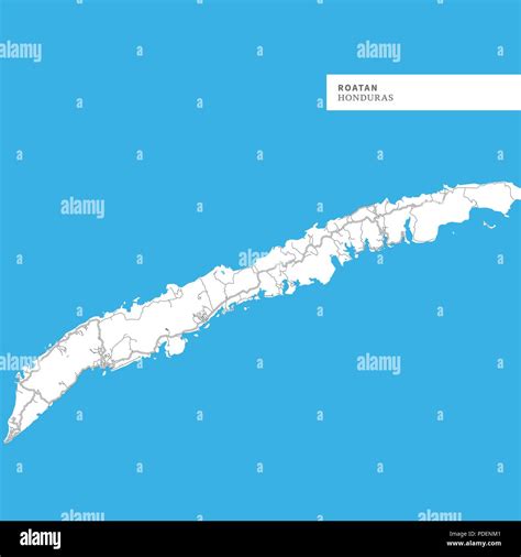 Map of Roatan Island, Honduras, contains geography outlines for land ...