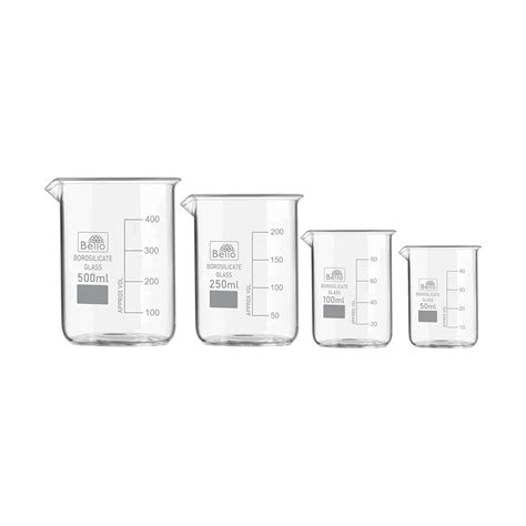 Bello Borosilicate 3.3 Glass Beakers - Beakers - 50 ml, 100 ml, 250 ml ...