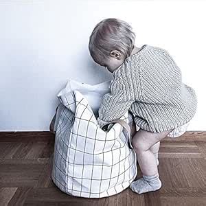 40x50cm Home Canvas Bucket Toy Clothes Storage Container Basket ...