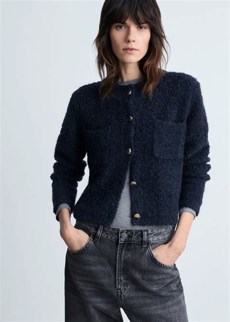 Bouclé jacket with jewel buttons - Women | MANGO Sweden