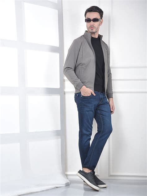 Grey Full-Zip Bomber Jacket – Crimsoune Club