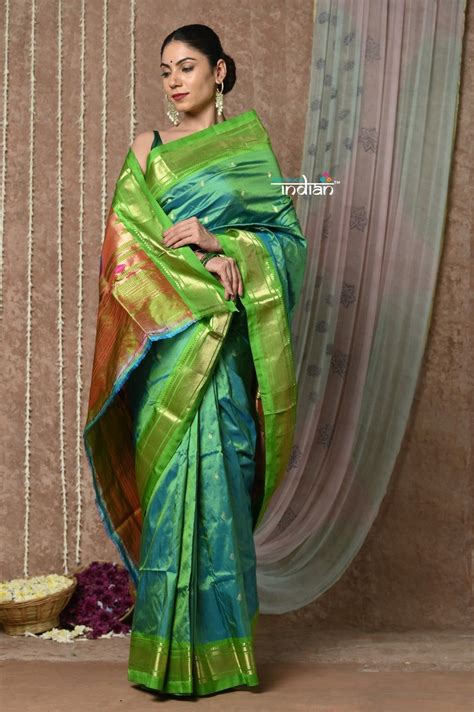 Tyohaar ~ Handloom Pure Silk Paithani Saree with Traditional Peacock ...