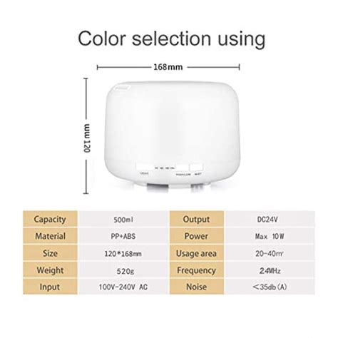 Rosemoore Ultrasonic Humidifier Aroma Diffuser with 7 Color LED Lights