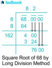 Square Root of 68 by Approximation & Long Division Method