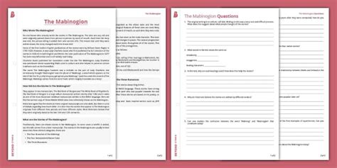 Mabinogion Reading Comprehension