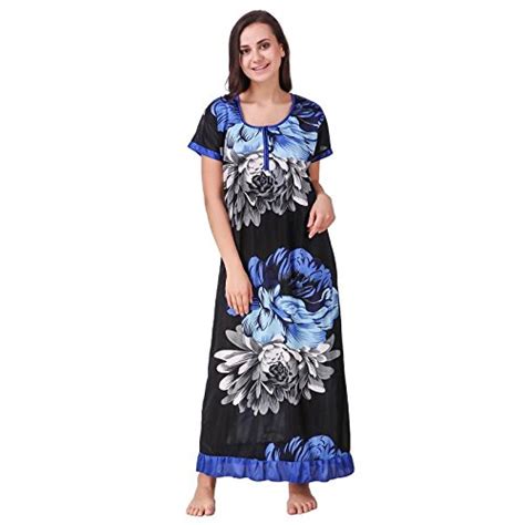 Buy KEOTI Women Satin Full Nighty Gown/Maxi, Night Suit/Nightdress Blue ...