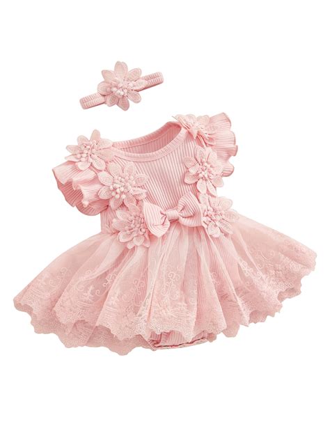 Baby Toddler Girl Romper Dresses 0 3 6 12 18 Months Mesh Lace Patchwork ...
