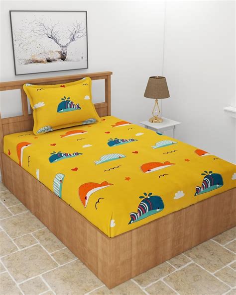 Buy HOMYBEES® Shark Cartoon Elastic Fitted Single Bed 100% Cotton Soft ...