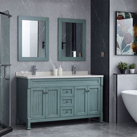 Blue Bathroom Cabinets Floor Double Basin Vanity - Buy Bathroom Vanity ...