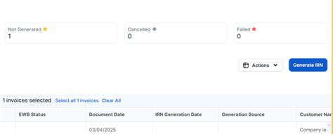 Generating E way Bill Post IRN Generation | Product Help and Support