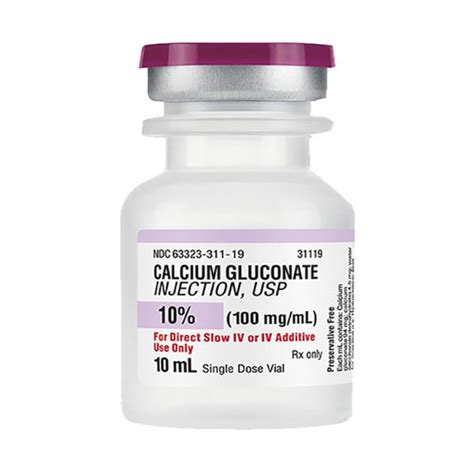 Calcium Gluconate 10%, 100mg/mL, 10mL Vial | Bound Tree