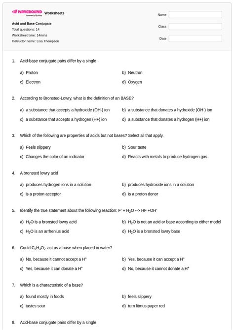50+ Conjugate Acid Base worksheets for Class 11 on Wayground | Free ...