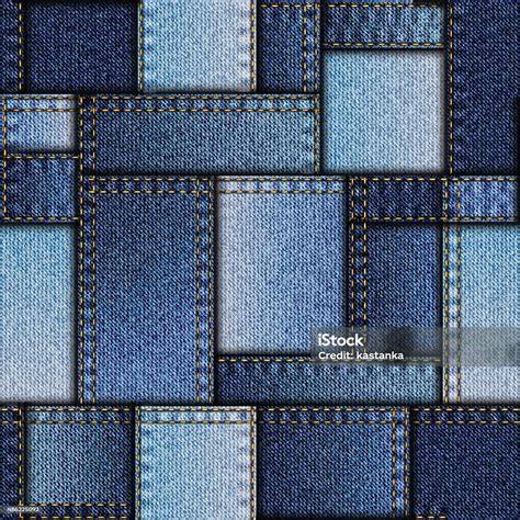 Patchwork Of Denim Fabric Stock Illustration - Download Image Now ...