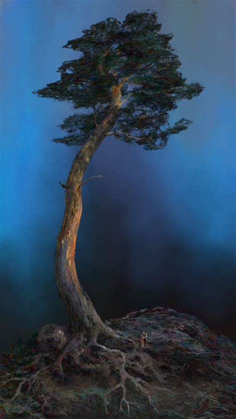 Download wallpaper 938x1668 tree, hill, silhouette, art iphone 8/7/6s/6 ...