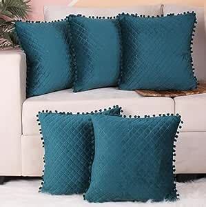 Buy STITCHNEST Both Side with Pompom Quilted Velvet Cushion Cover Set ...