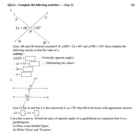 Q2(A) - Complete the following activities: (Any 2) - Brainly.in