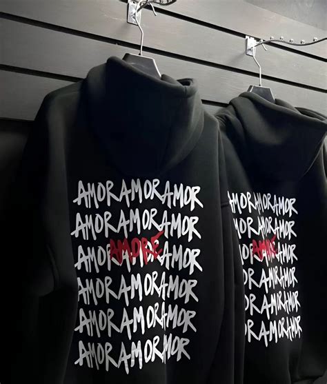 Unisex Black "Amor" Printed Oversized Hoodie - 400 GSM Cotton
