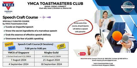 YMCA TOASTMASTERS Speech Craft Course (4 Sessions), YMCA of Singapore ...