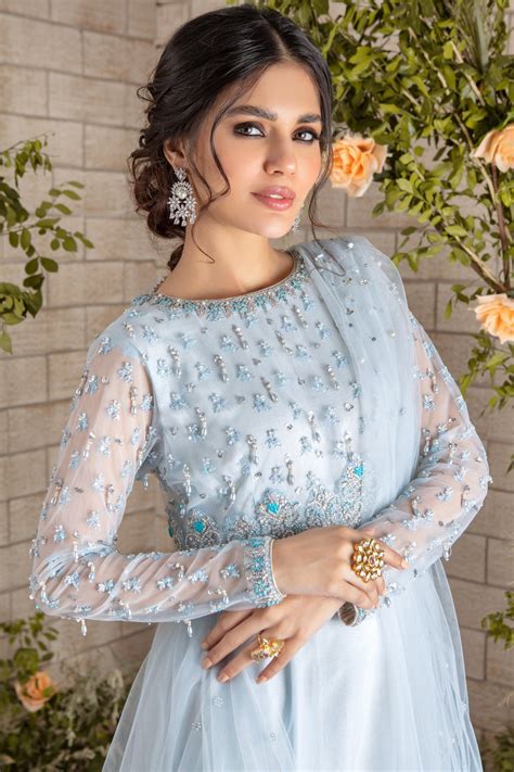 Naomi | Blue colour dress, Ice blue dress, Bridal dresses pakistan