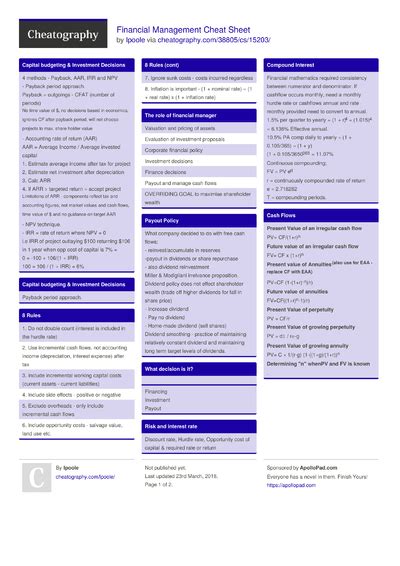 Finance Cheat Sheet 的图像结果