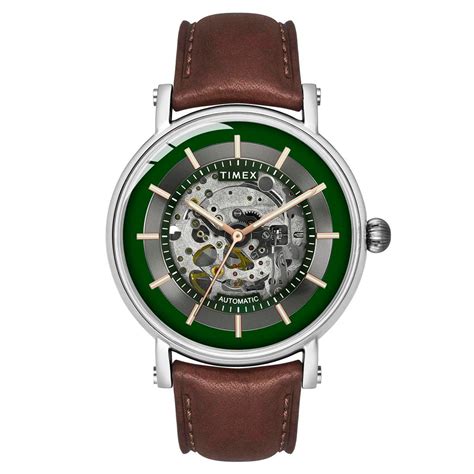 Timex E Class Men's Green Dial Round Case Automatic Function Watch -TW ...