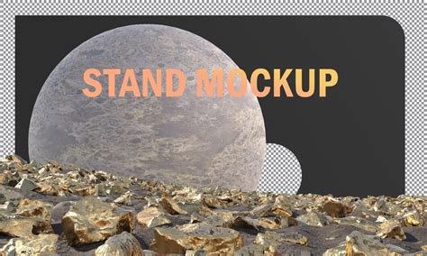 Mockup gold stand display with gold rocks concept abstract and moon ...