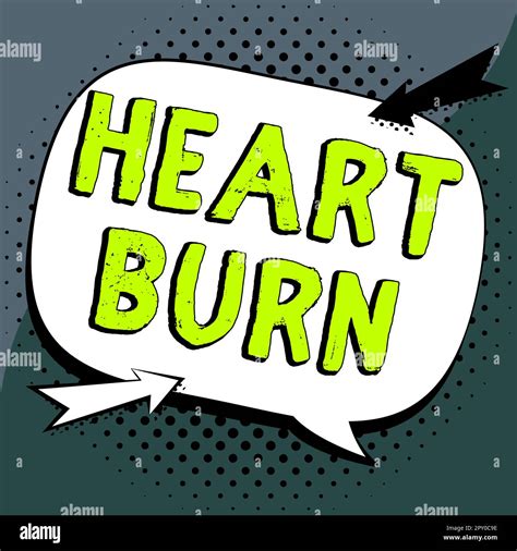 Hand writing sign Heart Burn, Word Written on a burning sensation or pain in the throat from ...
