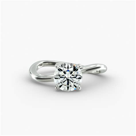 Sculptural Waves Diamond Solitaire Engagement Ring in 14K White Gold ...