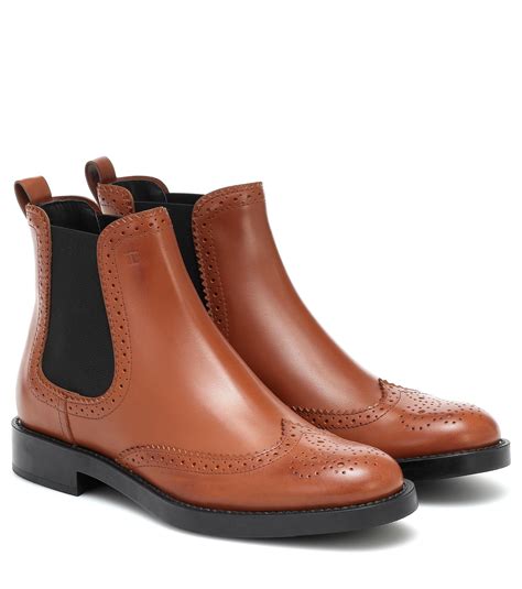 Tod's Leather Ankle Boots in Brown - Lyst