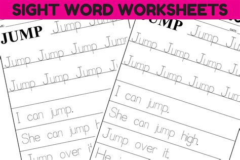 Sight Word Practice Worksheet - JUMP Graphic by Sarita_Kidobolt · Creative Fabrica