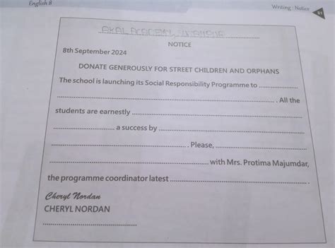 As part of its social responsibility programme, your school is raising ...