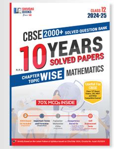 Shivdas CBSE Class 12 Mathematics Previous 10 Years Question Papers ...