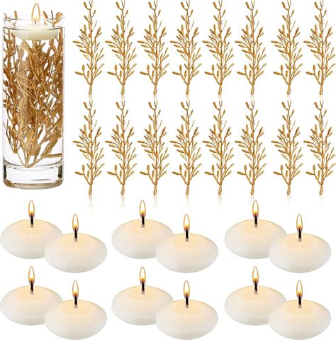 Buy 32 Pieces Faux Flowers for Floating Candles, 12 Unscented Floating ...