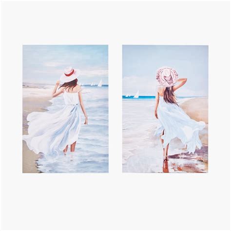Buy Brezza Set of 2 Canvas Lady At The Beach Picture Frames - 40x60cm ...
