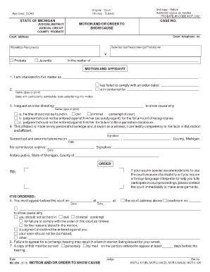 How To Fill Out A Motion And Order To Show Cause Michigan - Fill and ...