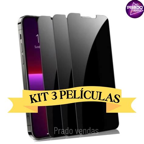 Kit 3 Película IPhone Privacidade de Vidro 3D Privativa Anti-Espião ...