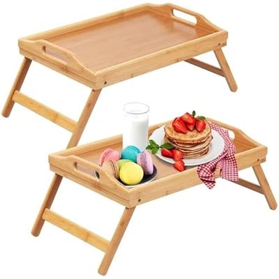 Artmeer Bed Tray Table with Foldable Legs,Bamboo India | Ubuy