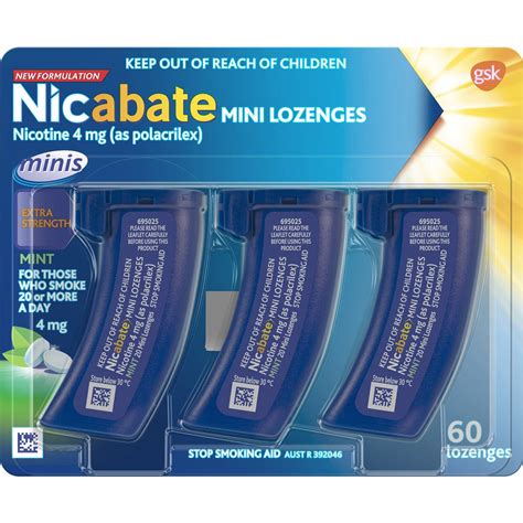 Nicabate Quit Smoking Mini Lozenge 4mg Nicotine 60 Pack | Woolworths