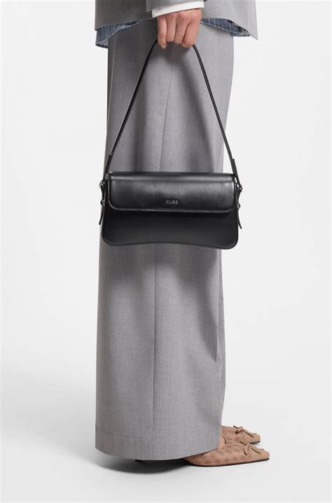 HUGO - Faux-leather shoulder bag with logo lettering - Black