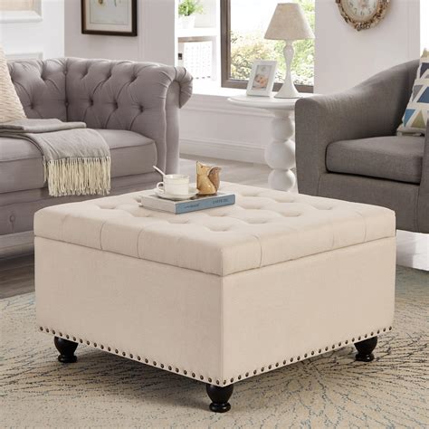 Amazon.com: GOAWGO 30 in Large Square Ottoman Bench with Storage ...