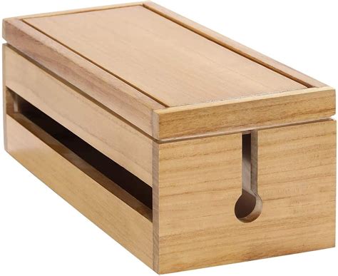 Buy Wooden Cord Cable Management Box Wooden Cord Organizer Box for ...