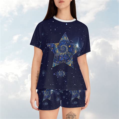 Women's Short Pajama Set blue Pajama Set-cosmic Design-stars Pajama - Etsy