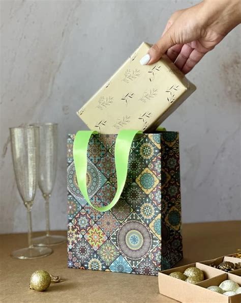 Dovetail Jade Vertical Gift Paper Carry Bag, 8 x 6 Inch Pack of 2 ...