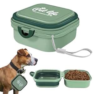 Qpets® Dog Bowl, Double Folding Cat Dog Food Bowl, 2 In 1 Twin Water ...