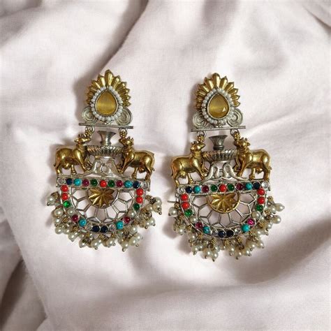 Telanaari Timeless Birwa Dual Tone Silver Plated Pearl Earrings – TelaNaari