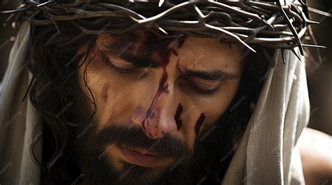 Premium AI Image | Jesus bore agonizing scourging and weight of crown ...