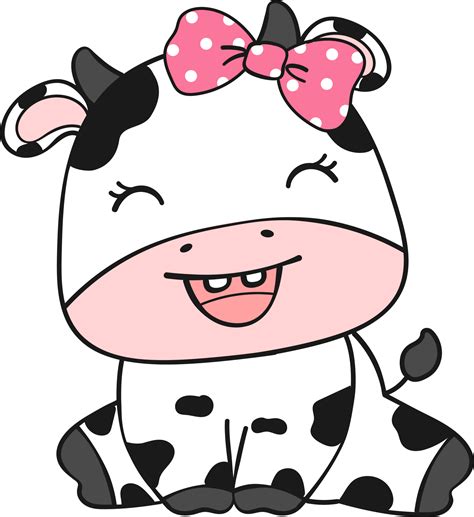 Cute happy smile baby cow sitting cartoon character doodle hand drawing ...