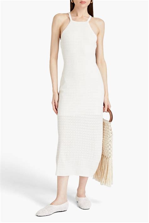 SANDRO Bead-embellished pointelle-knit midi dress | THE OUTNET
