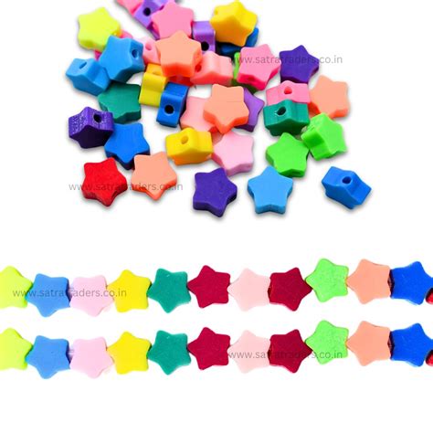 Multicolor Plain Stars Polymer Clay Fimo Beads | Size : 6mm-2mm | FB10 ...