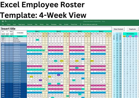 Professional Excel Roster Template: Rotating Shift Planner for Staff ...
